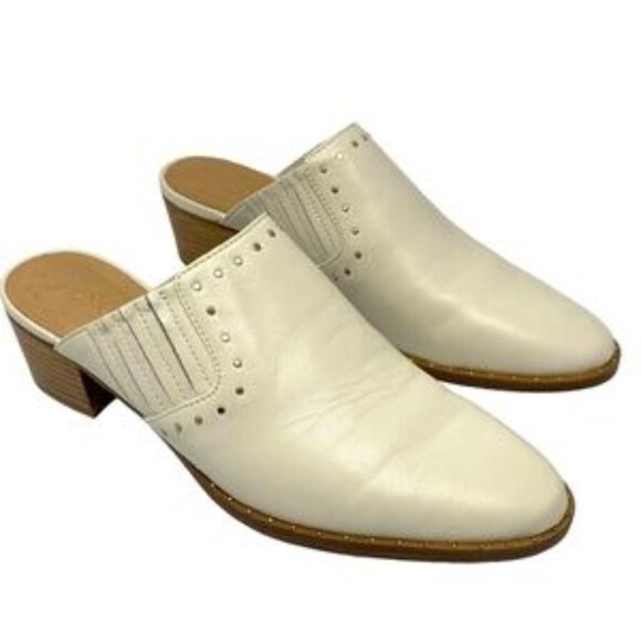 Joie Fayla Ivory Embellished Stacked Heel Slide On Mules - Picture 2 of 9